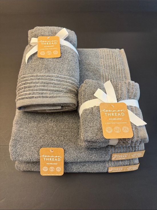 Common Thread Other - 9pc COMMON THREAD Eco-Melange Quick Dry Zero Twist Bath Towel Set - Gray